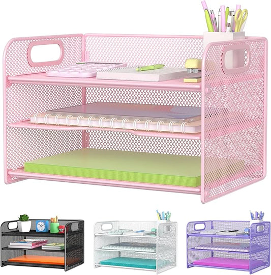 Samstar 3 Tier Pink Letter Tray Paper Organizer by Samstar