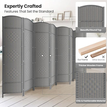 8 Panel Room Divider, 6Ft Folding Privacy Screen, Tall - Image 2