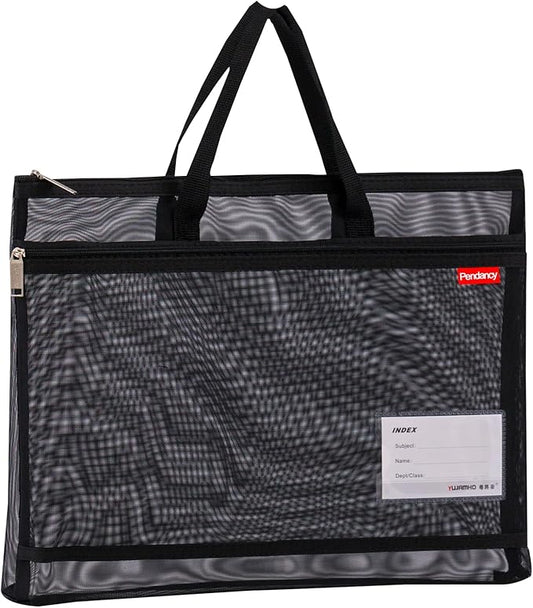 Pendancy Mesh Zipper Pouch A3 Size, Large Double Pocket Lightweight Nylon by Pendancy