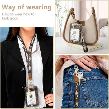 bolimoss Sun and Moon Lanyard Wallet, Boho Lanyard - Image 2