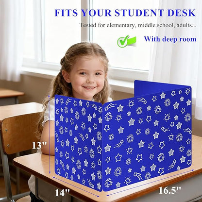 Blue 24-Pack Desk Dividers for Students, Waterproof Plastic Study Carrel Divider - Image 2