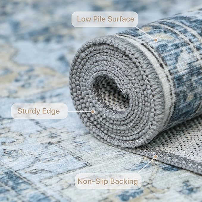 GENIMO 10x14 Area Rugs for Living Room, Machine Washable Rug, Non Slip Vintage - Image 6