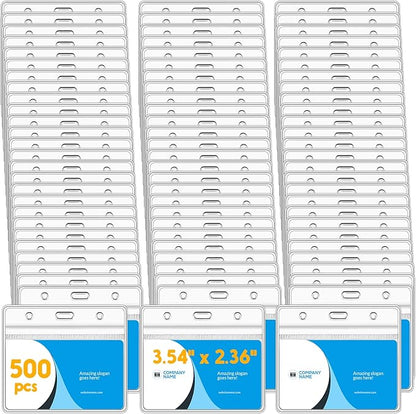 Marspark 500 Pieces Clear Plastic Horizontal Name Badge ID Card Holders by Marspark