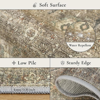 GENIMO 6x9 Area Rugs for Living Room, Machine Washable Non Slip Vintage Rugs - Image 8