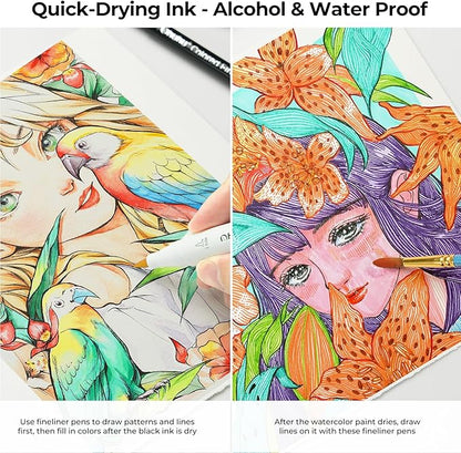 Ohuhu Colored Fineliner Drawing Pens: 18 Packs Fineliners 11 Colored Pens & 7 - Image 5