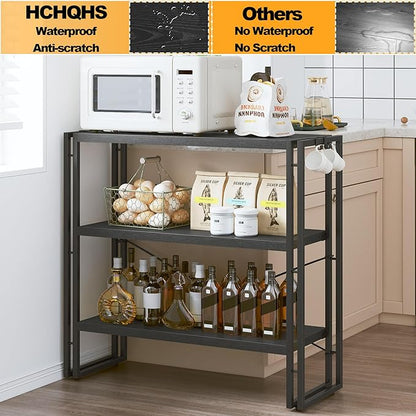 HCHQHS Bookshelf, 3-Tier Industrial Bookcase, Freestanding Horizontal - Image 6