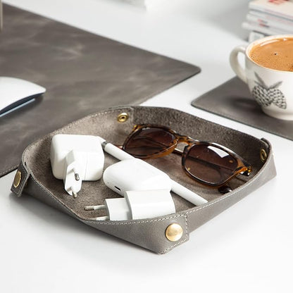 Node Leather - Genuine Leather Desk Mat, Desk Organizer & Cup Coaster - Leather - Image 3