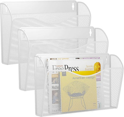 GDINDINFAN 3 Single Pocket Wall File Holder, Mesh Hanging File Folder Paper by GDINDINFAN