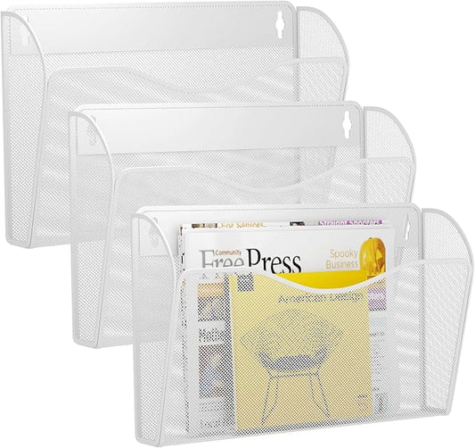 GDINDINFAN 3 Single Pocket Wall File Holder, Mesh Hanging File Folder Paper by GDINDINFAN