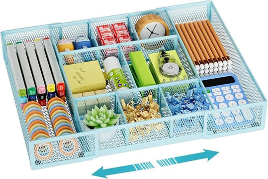 Marbrasse Expandable Desk Drawer Organizer, Mesh Drawer Organizer Tray by Marbrasse