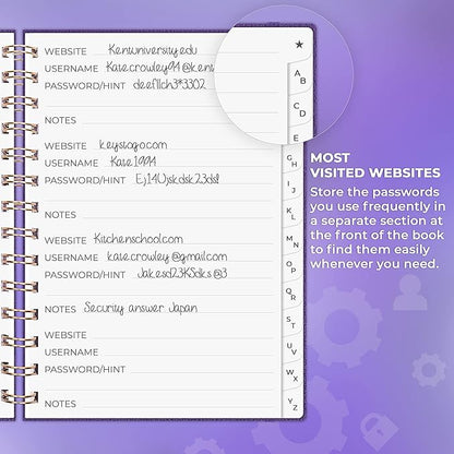 Clever Fox Password Book Spiral – Internet Address & Password Organizer - Image 4