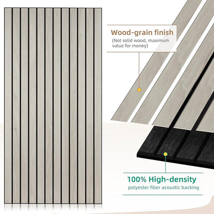 AUTORIFIC Wood Veneer Sound Panels, 10 Pack 47.2”x23.6” Wall Panels, Decorative - Image 3