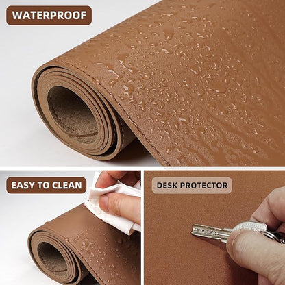AFIING Dual-Sided Desk Pad, Natural Cork & PU Leather, Desk Mat Protector - Image 4