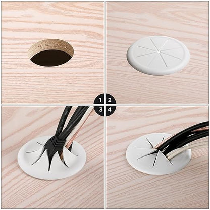 HYCC 10 Pack 2-3/8 Inch Flexible Desk Grommet, Organize Wires and Cables on - Image 5