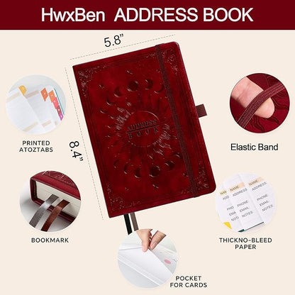 Address Book with Colorful Alphabetical Tabs – Hardcover Contact Organizer - Image 3