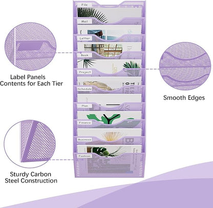 EasyPAG 10 Pocket Mesh Wall File Organizer, Hanging Paper Folder Holder - Image 3