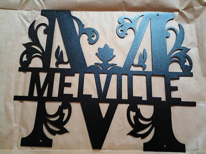 Personalized Metal Name Signs, Split Letter Monogram Wall Decor, Custom Last - Image 3