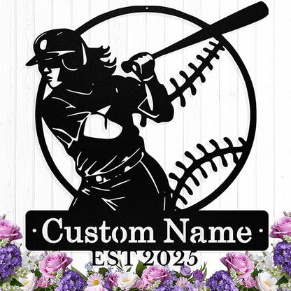 Personalized Softball Metal Sign Custom Player Name Sign Girls Room Decor by HengMeiZiK