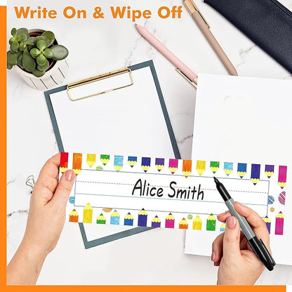 40PCS Desk Nameplates, Double Sided PET Film Desk Name Tags Erasable & Reusable - Image 4