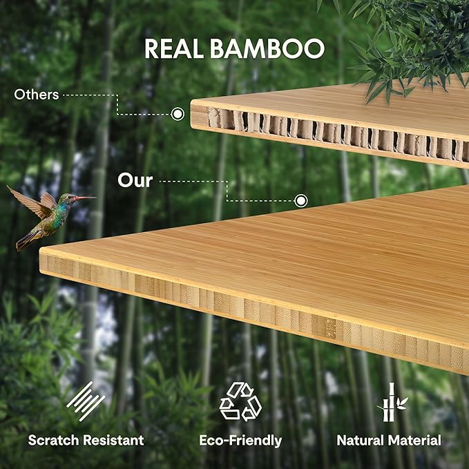FLEXISPOT EN1 Bamboo Standing Desk, 48 x 24 Inches Whole-Piece Electric Height - Image 3