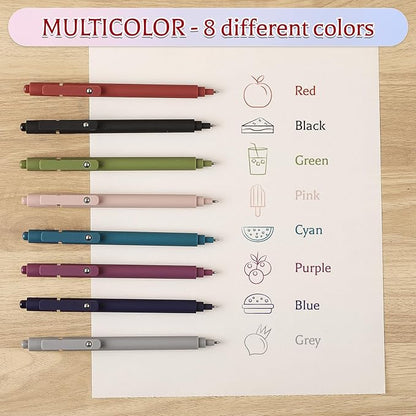 Thboxes 8Pcs Gel Pens for Journaling, 0.5mm Fine Tip Retractable Colorful Pens - Image 4