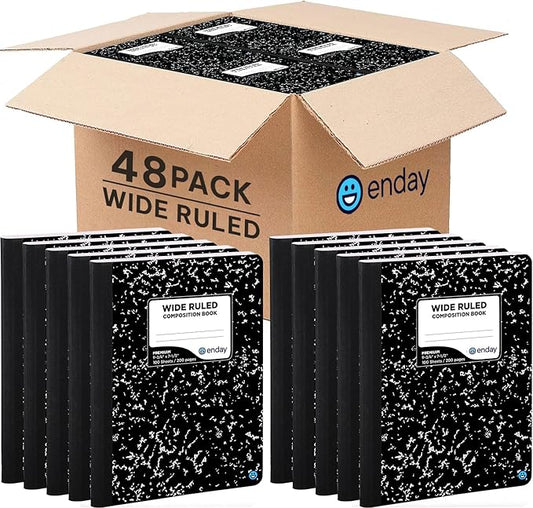 Emraw Composition Notebooks Wide Ruled Paper Bulk, Hard Cover Composition by Emraw