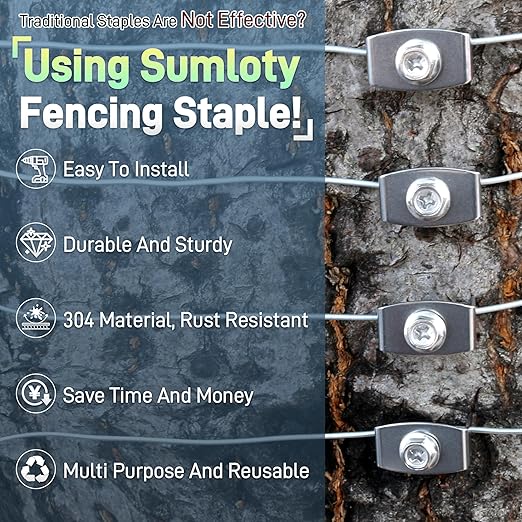 Sumloty 30-Pack 304 Stainless Steel Fence Staples, 1.6 Inch Reusable Fence - Image 6