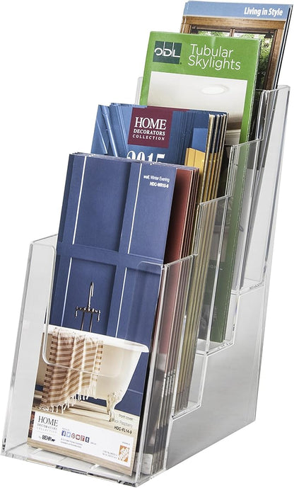 Clear-Ad - LHF-S104 - Acrylic Slant Back 4 Tier Trifold Brochure Display - - Image 2