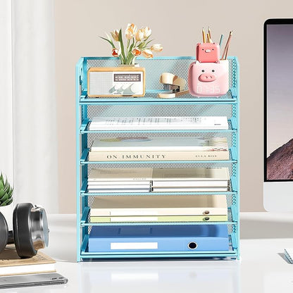 Subekyu 6-Tier Desk Paper Organizer, Desktop File Letter Tray - Image 4