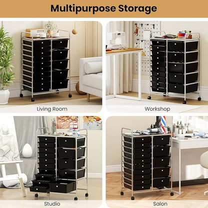 Giantex 15 Drawer Rolling Cart - Image 8