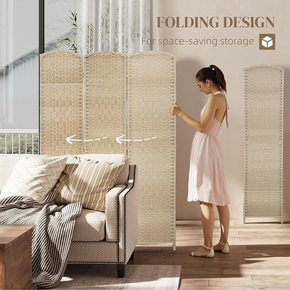 HOMCOM 3 Panel Room Divider, Hand-Woven Freestanding Wall Partition - Image 3