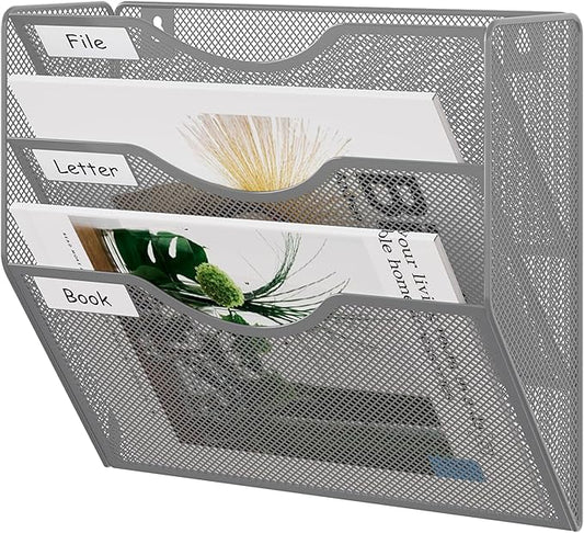 EasyPAG 3 Pocket Mesh Wall File Organizer, Hanging Paper Folder Holder by EasyPAG