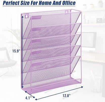 EASEPRES Desk File Organizer Mesh 6 Tier, Hanging Wall Mount Document - Image 7