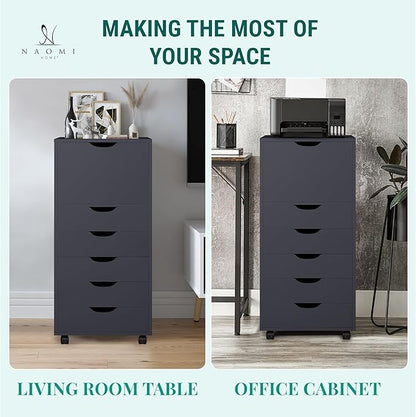 Naomi Home Carly 6-Drawer Craft & Office Storage Cabinet, – Mobile Filing Unit - Image 5