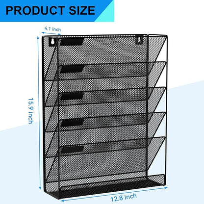 GDINDINFAN Wall File Organizer Holder Mesh Hanging Paper Document Holder - Image 3