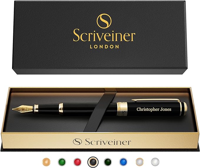 Scriveiner Personalized Black Fountain Pen by Scriveiner