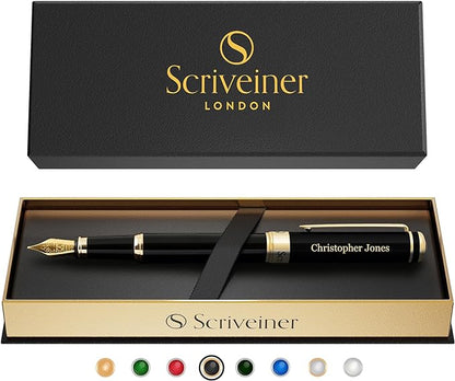 Scriveiner Personalized Black Fountain Pen by Scriveiner