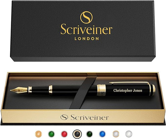 Scriveiner Personalized Black Fountain Pen by Scriveiner