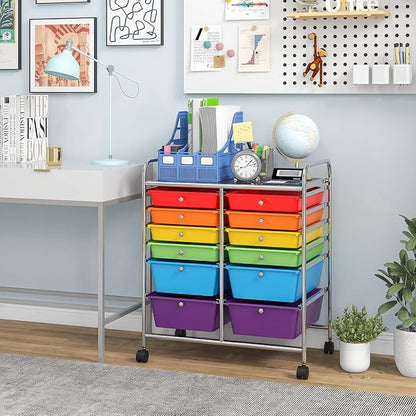 Giantex 12 Drawer Rolling Storage Cart Tools Scrapbook Paper Office School - Image 9