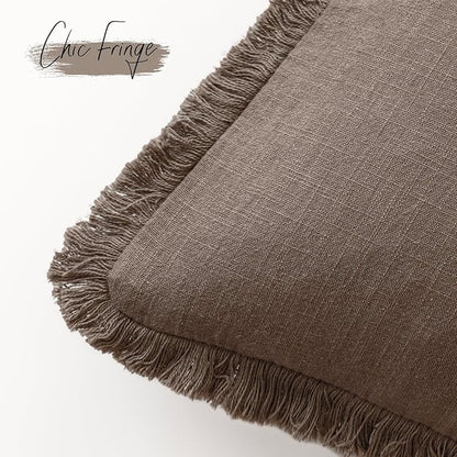 Foindtower Set of 2 Decorative Linen Fringe Lumbar Throw Pillow Covers Boho - Image 3