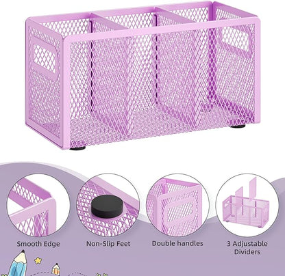 Marbrasse Mesh Pen Holder for Desk, Pencil Holder Desk Organizer 3 Adjustable - Image 4