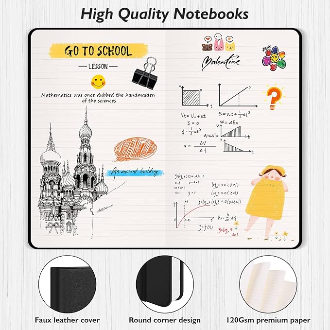 Huhuhero Lined Notebook Journal, 120Gsm Thick Paper College Ruled Journal - Image 3