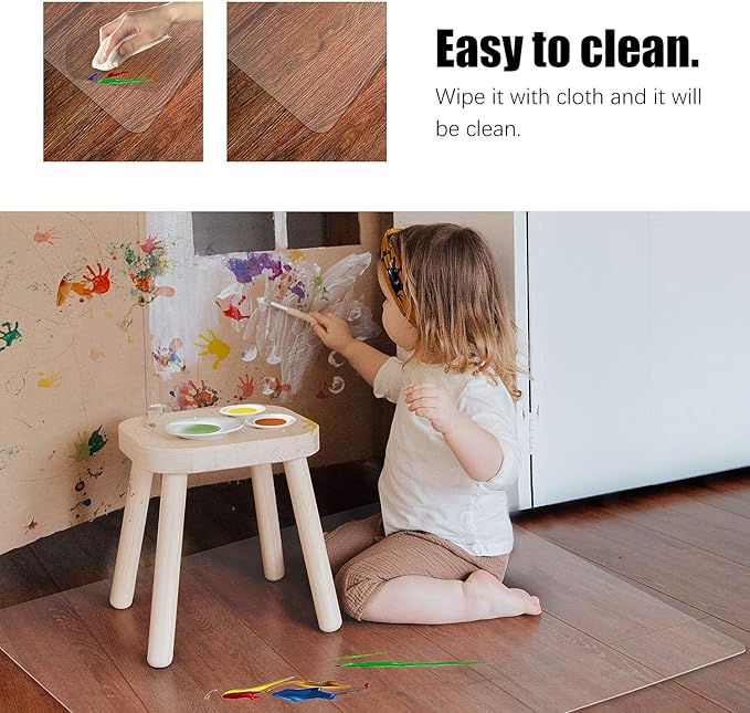 Kuyal Clear Chair mat for Hardwood Floor 46 x 60 inches Transparent Floor Mats - Image 3
