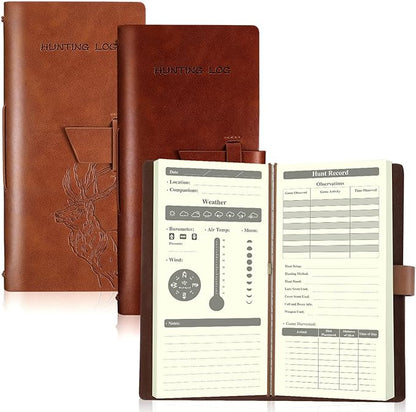Eaasty 2 Pcs Leather Hunting Log Book Elk Hunting Journal Notebook by Eaasty