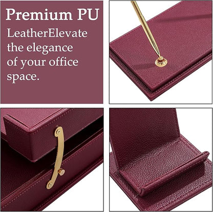 RitPin Desk Set，11-Piece Leather Desk Organizer Set, Executive Office - Image 5