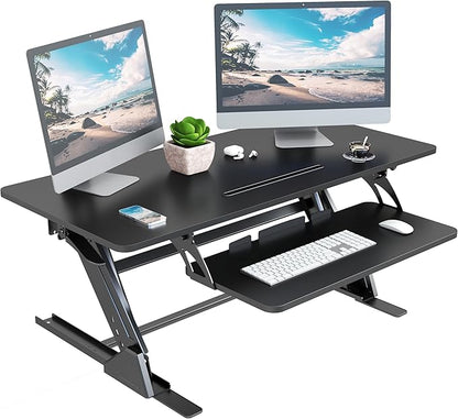 Lubvlook 42 inch Stand Up Desk Converter, Height Adjustable Sit Stand Desk Riser by Lubvlook