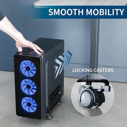 VIVO Computer Mid-Tower Case, CPU Steel Rolling Stand, Adjustable Mobile Cart - Image 6