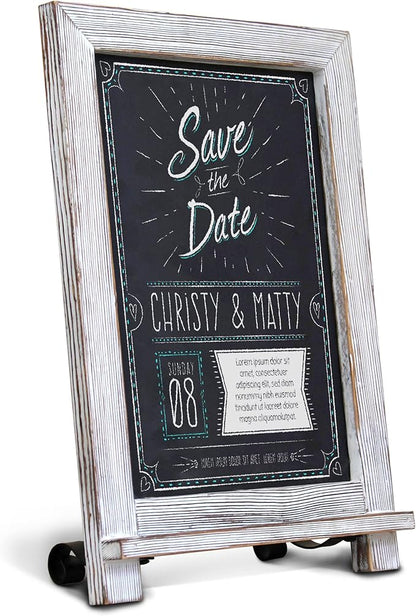 HBCY Creations Rustic Whitewash Tabletop Chalkboard Sign / Hanging Magnetic by HBCYCreations