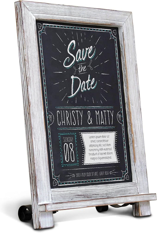HBCY Creations Rustic Whitewash Tabletop Chalkboard Sign / Hanging Magnetic by HBCYCreations