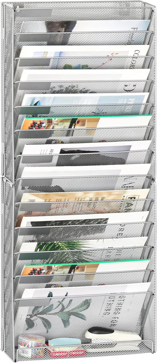 EasyPAG Wall File Holder 14 Tier Mesh Hanging Folder Organizer by EasyPAG